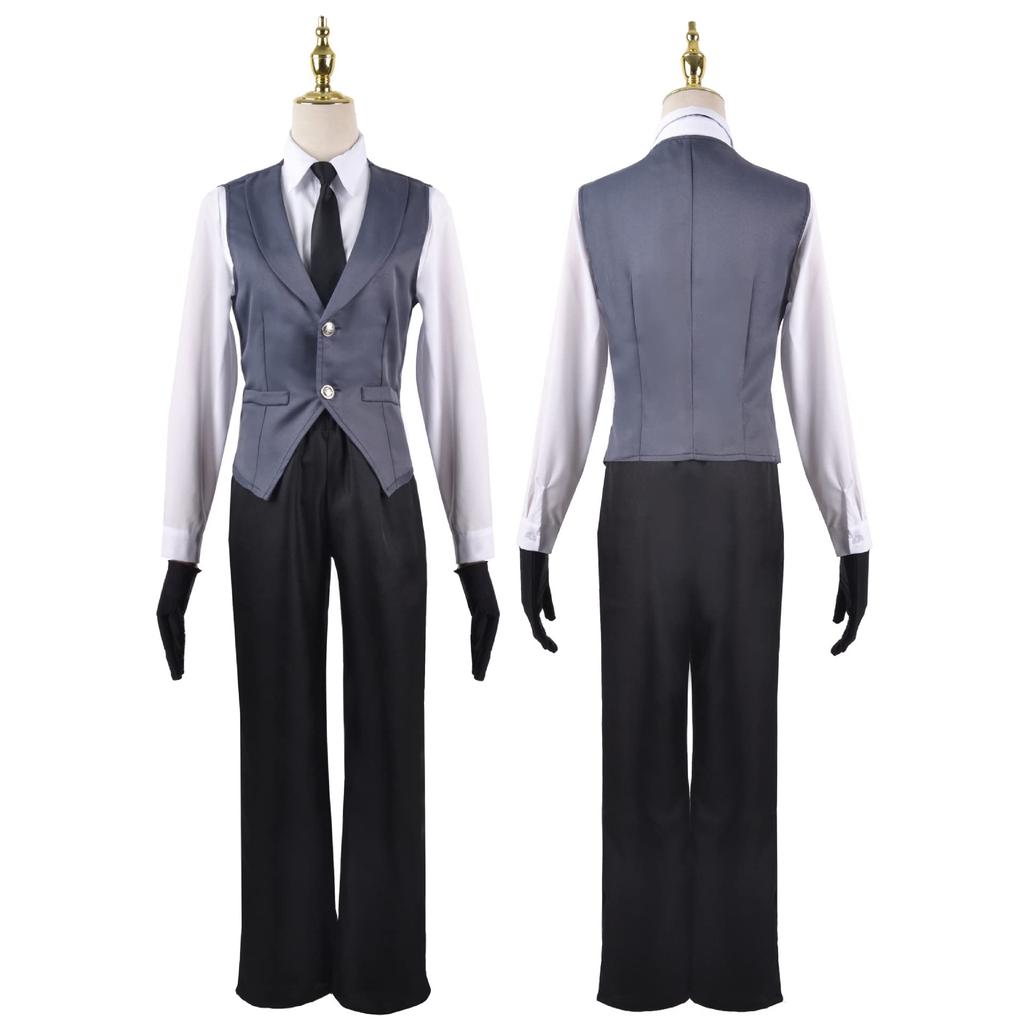 [NIUKACOS] Black Butler Sebastian Cosplay Costume - Butler Outfit, Tailcoat, Shirt, Vest, Pants, Tie, Brooch - Anime Costume, Manga Cosplay, Adult Siz