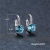 7 mm runde, vierklauenförmige blaue Kristall-Edelstein-Haken-Ohrringe, Geburtsstein-CZ-Ohrhänger, Saphir-Ohrringe