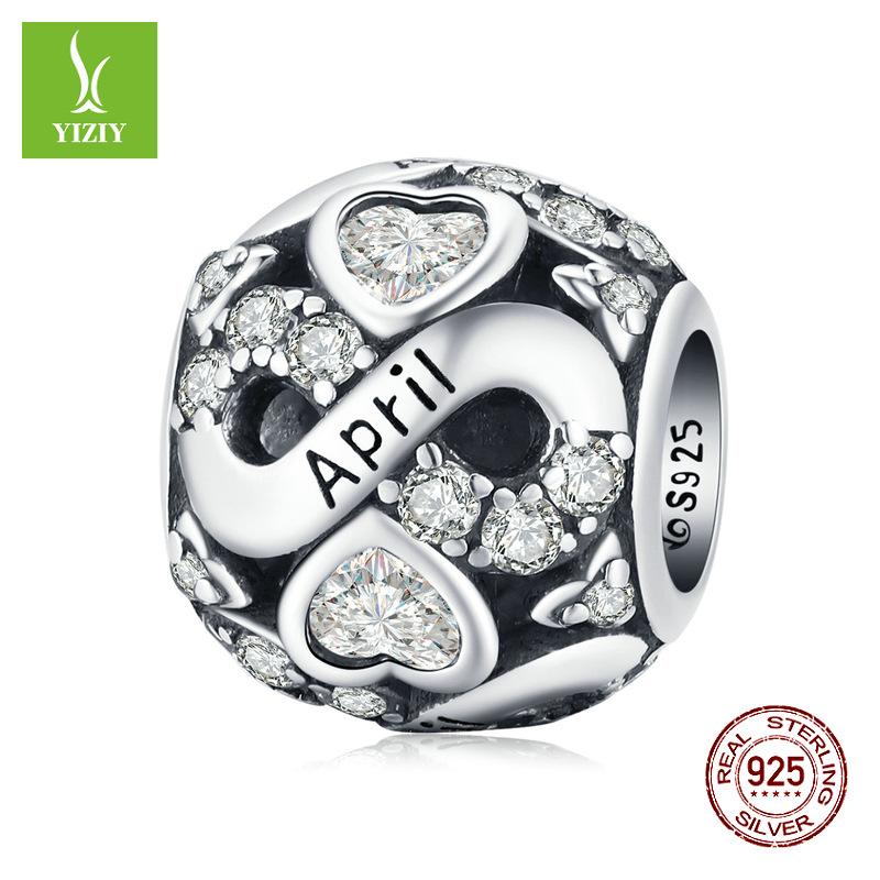 December Birthstone Beaded Accessories S925 Silver Constellation Transfer Bead Jewelry Bsc508