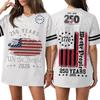 Womens Casual V Neck Jersey Style Short Sleeve Top 250th Anniversary Independence Day Print Loose Fit Sports T Shirt