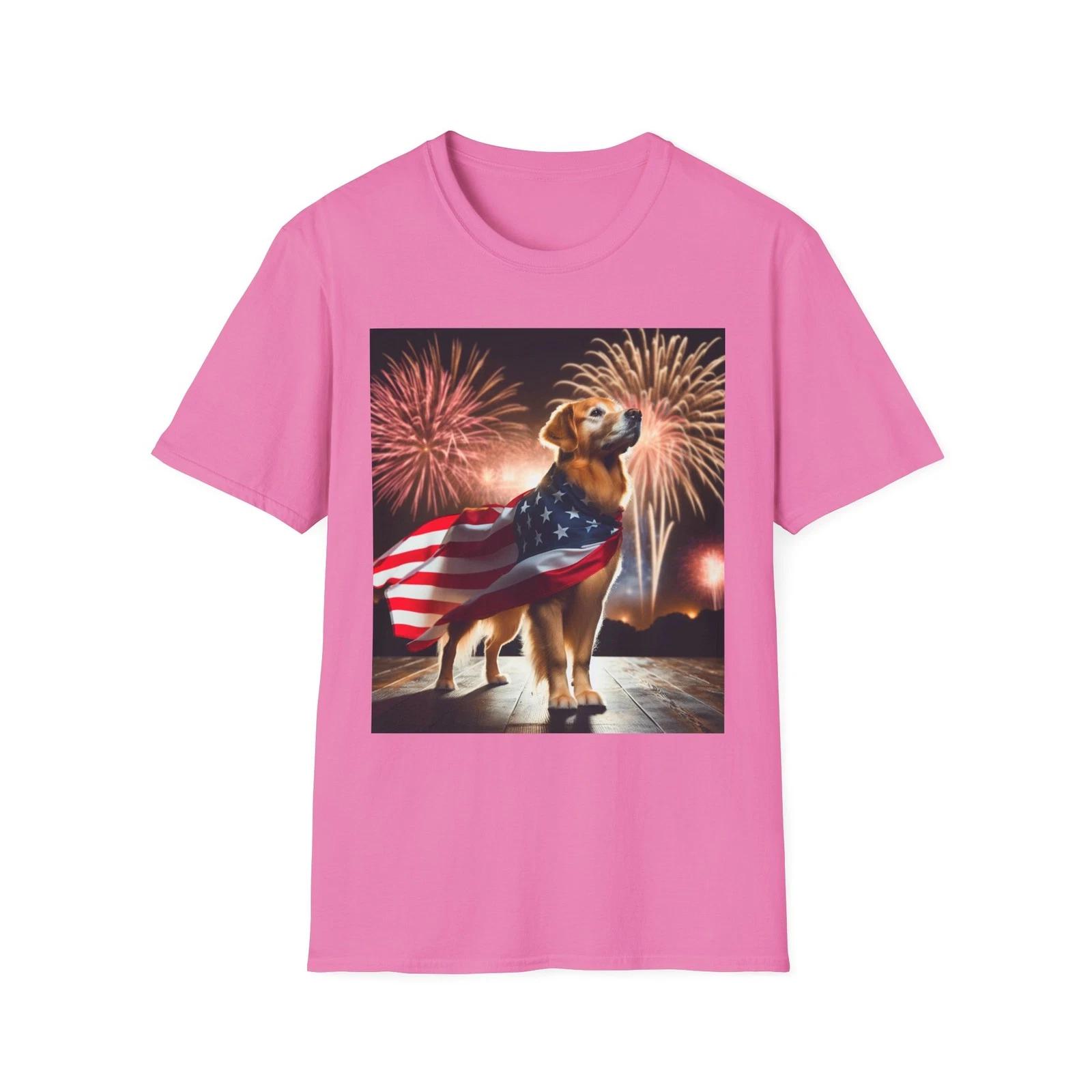 Patriotic Golden Retriever Cute T-Shirt - Great Gift, Dog Lovers M