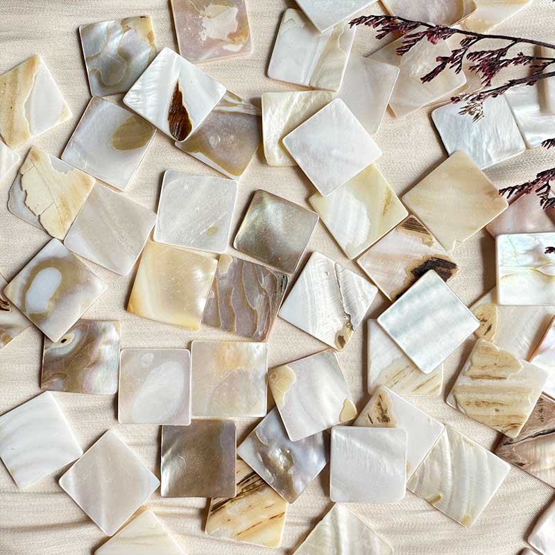 100g Square Mother of Pearl Mosaic Tiles Natural Shell Square Mosaic Pieces for Home Decoration Crafts materials hobbies 97