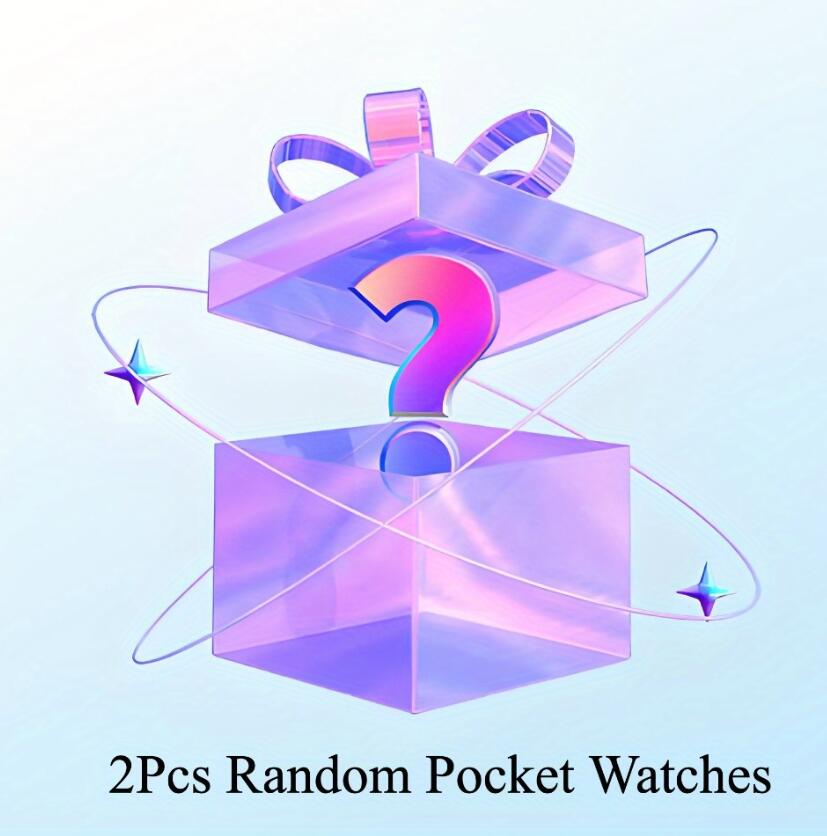 Buy 1 Get 1 Random 2 Pieces Mini Size Black Pocket Watch, with Necklace Pendant World-Time Feature, Gift Clock For Men Kids