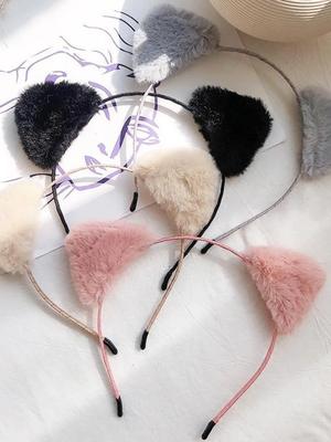 Plush Cat Ears Headband for Women Cartoon Plush Hair Band Anime Cosplay Cute Face Wash Hairband Headware Girls Hair Accessories
