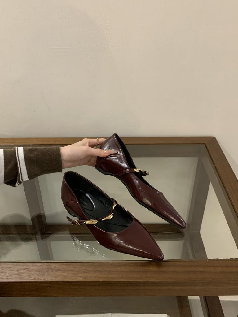 2025 nové podzimní lodičky s špičkou, dámské se skrytým zvýšením výšky o 5 cm, neunavují nohy, francouzské retro Mary Jane malé kožené boty