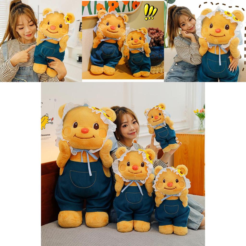 Adorável Urso de Pelúcia de Jeans Amarelo, Boneca Fofa Para Aniversários e Presentes