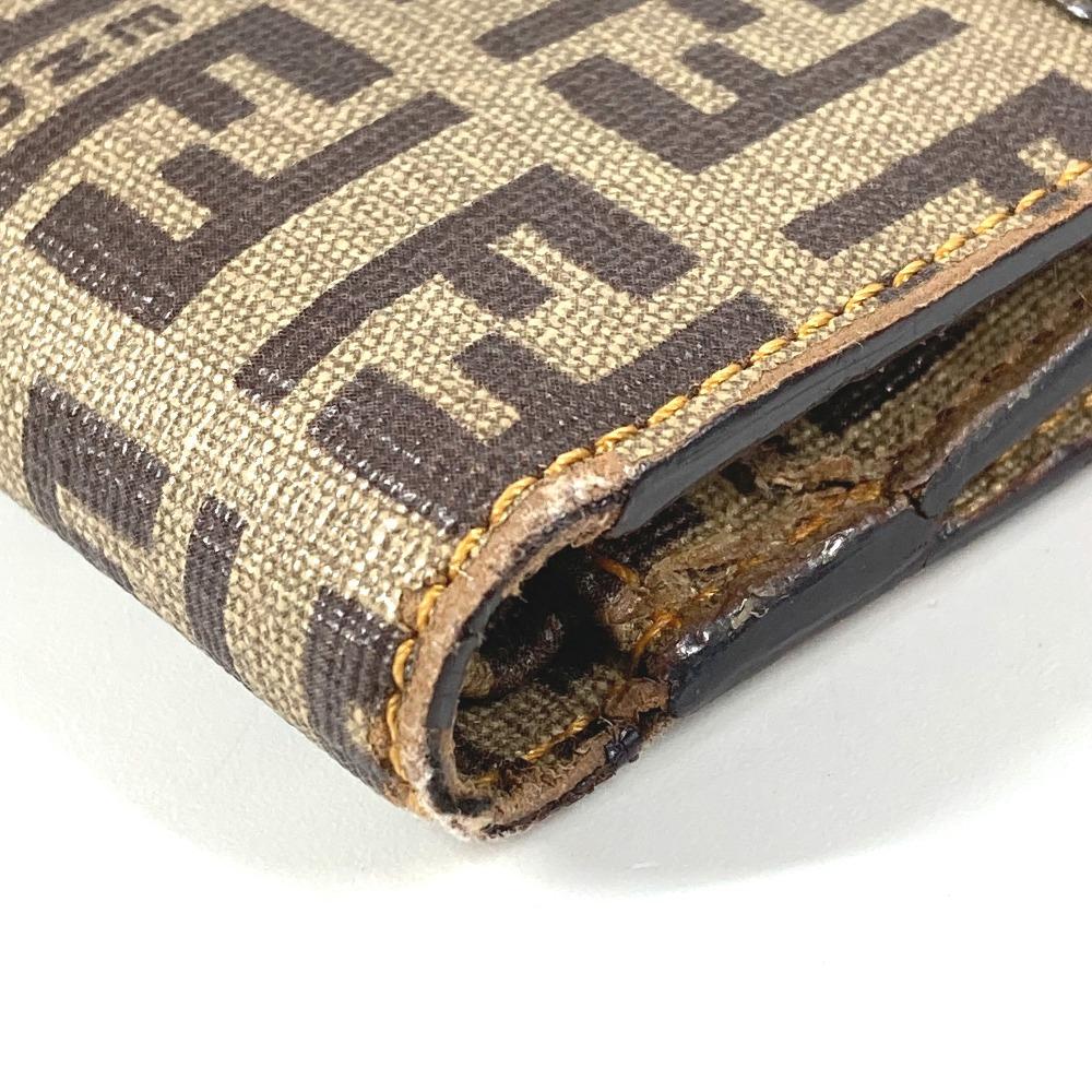 FENDI Zucca logo Zucchino Compact wallet Folded wallet Leather/PVC Brown/Beige