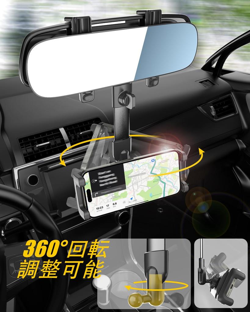 Wukanleng HD Rearview Mirror Tablet Holder with Extendable Rearview Mirror Smartphone Easy Japanese Instruction Manual Compatible with iPad Pro Air