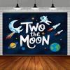 2D Outer Space Astronaut & Rocket Backdrop "Two the Moon" Birthday Photo Booth