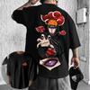 2026 New Akatsuki Cloud Print T-Shirt Men's Women Black Cotton Streetwear with Red Clouds & Purple Design Anime Summer T-shirt