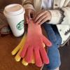 Winter Gradual Change of Color Five Fingers Wool Knitting Women Riding Cute Bare Fingers Men and Women