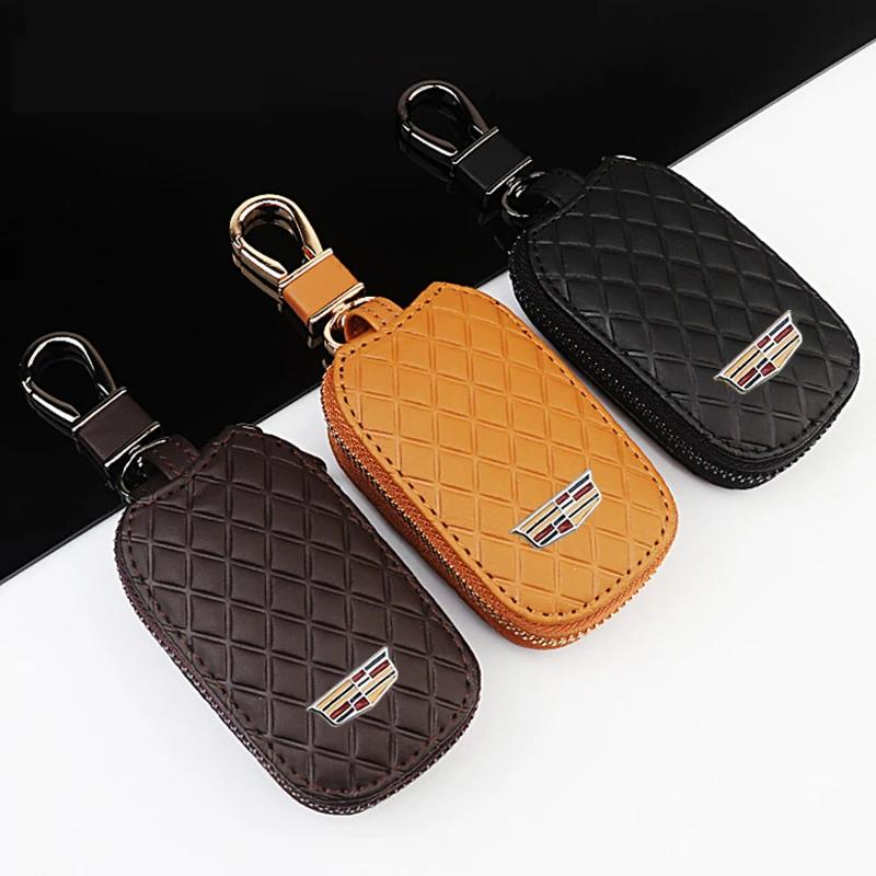 Keychain Car Key Cover Holder Organizer for Cadillac Escalade CTS ATS SRX Deville BLS XT4 XT5 XT6 STS XTS SLR XLR CT4 CT5 CT6