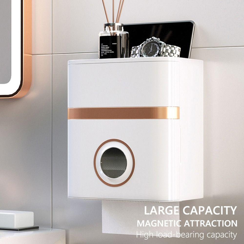 1Pcs Wall Mount Toilet Paper Holder Waterproof Bathroom Tray Shelf New Roll Paper Storage Box