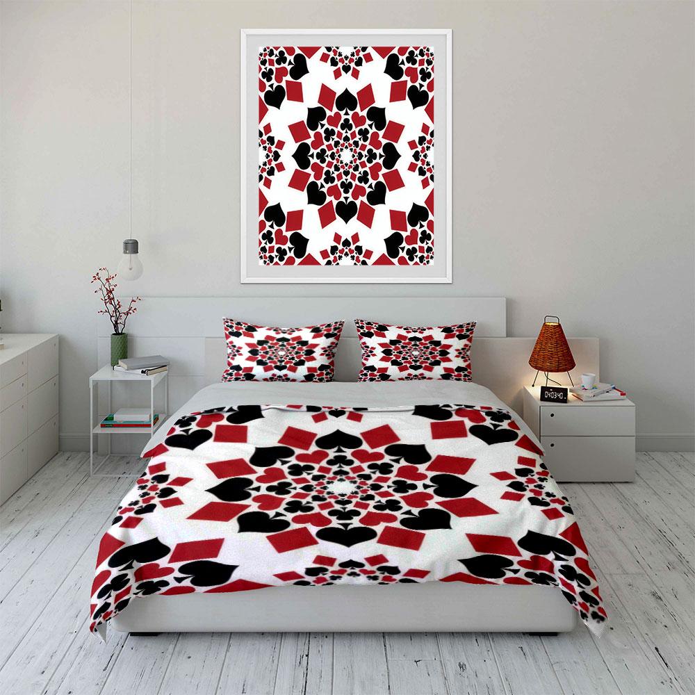 Card Suit Themed Decorative Set Kid'S And Adults' Bedroom Decor, Exquisite Three-Piece Bedding Set Gift