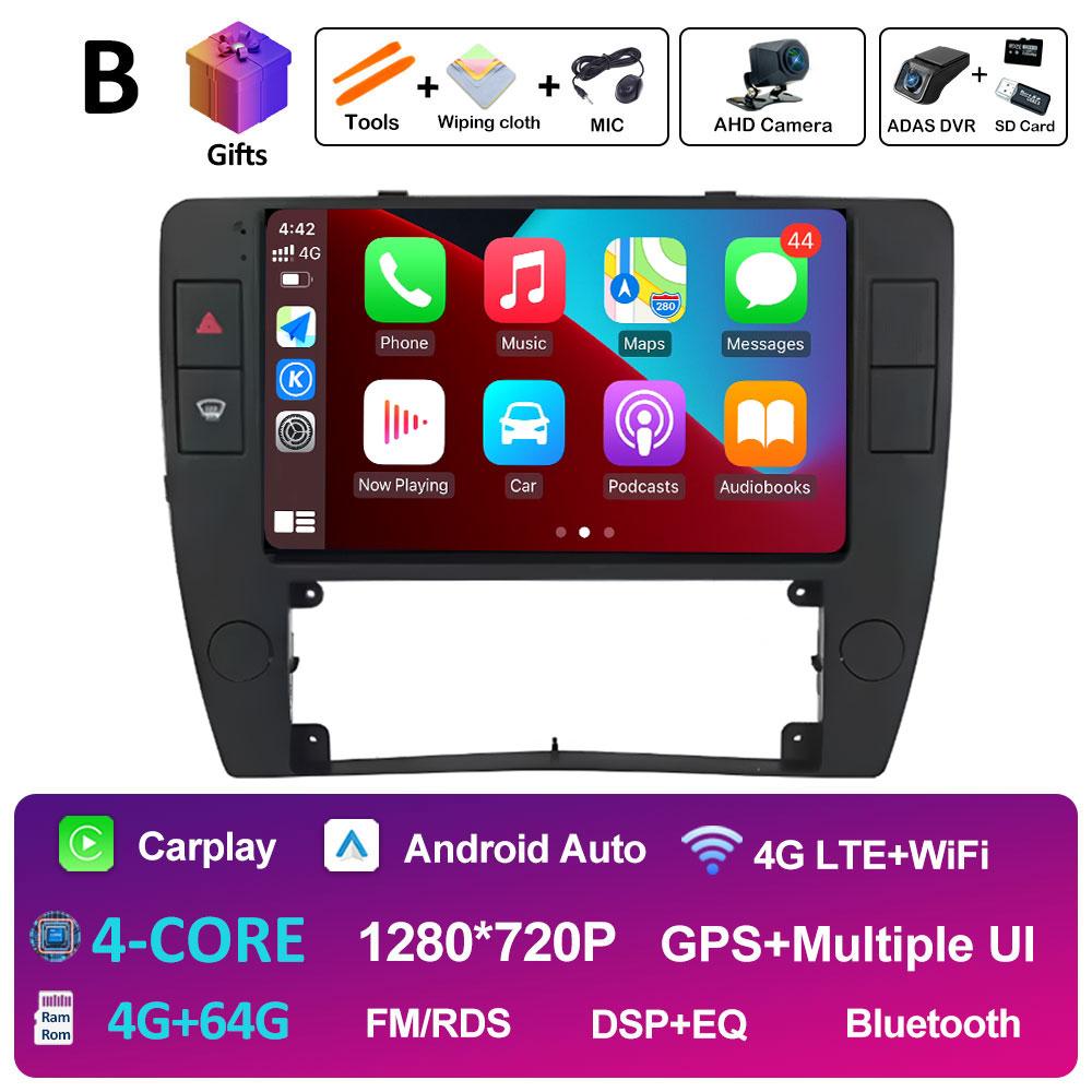 Sistem stereo wireless Carplay DSP pentru Volkswagen Passat B5 2000 2001 2002 2003 2004 2005 Android 14, ventilator de răcire, accesorii Bluetooth