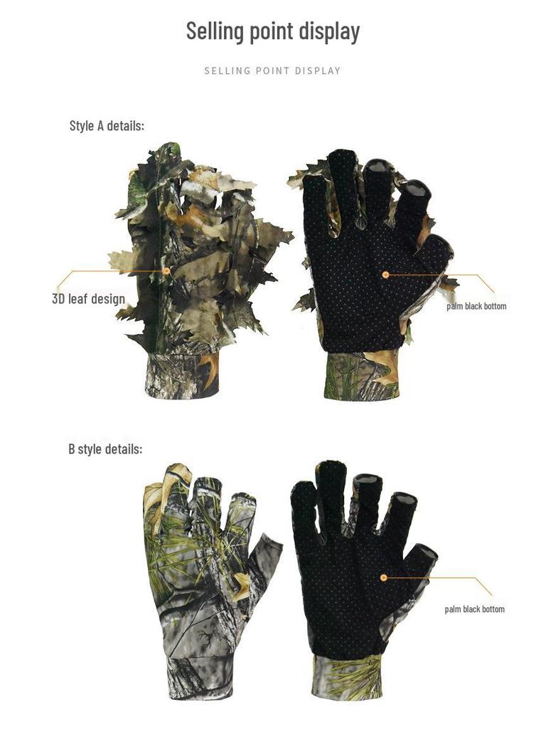 Biomimetische Jagd- & Fotografie-Tarnhandschuhe - Dünnes, rutschfestes Design für Angeln, Vogelbeobachtung & unabhängiger Urheberrechtsstil.