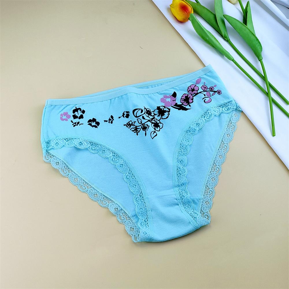 6 Pieces Floral Printed Women's Plus Size Cotton Underwear Comfortable Ladies Soft Briefs Breathable Mother Panties