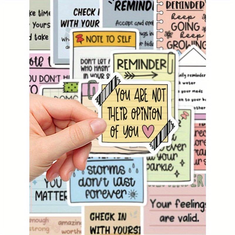 50pcs English Text Reminder Stickers Waterproof For Phone Case, Luggage, Laptop Decor Back To School