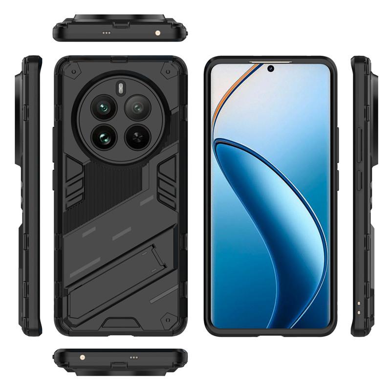 For Realme 12 Pro Case Realme 12 + Pro Plus 5G Cover Shockproof TPU Armor PC Silicone Stand Holder Protective Phone Back Cover