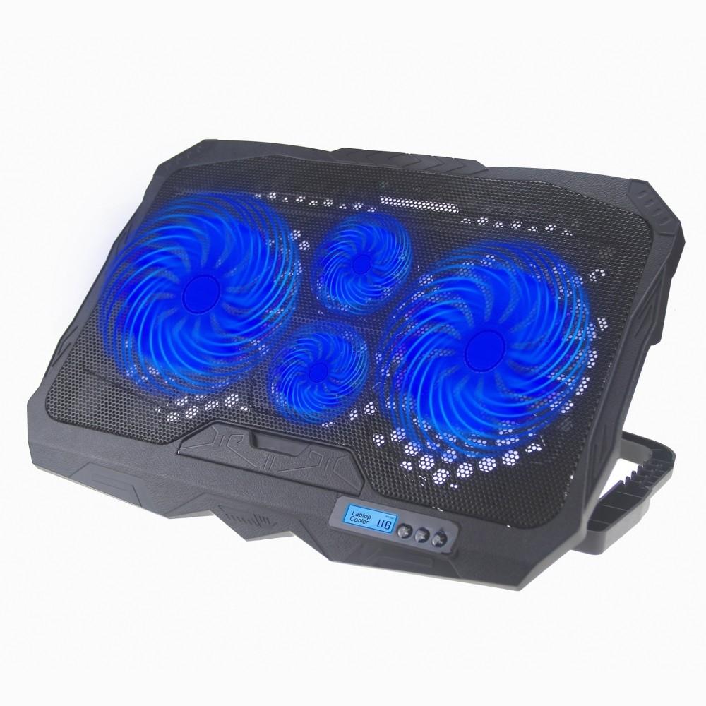 Factory Price S18 Aluminum Four Fans Gaming Laptop Cooling Pad Foldable Holder With Wind Speed Display