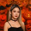Ruffles Halloween Headband Black Spider Web Hairband Creative Hairband Necklace Set  Party