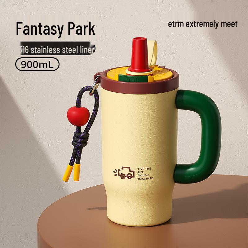 

Stainless Steel Insulated Overlord Cup with Handle and Straw - Large Capacity, Perfect for Outdoor and Car Use. 900ml