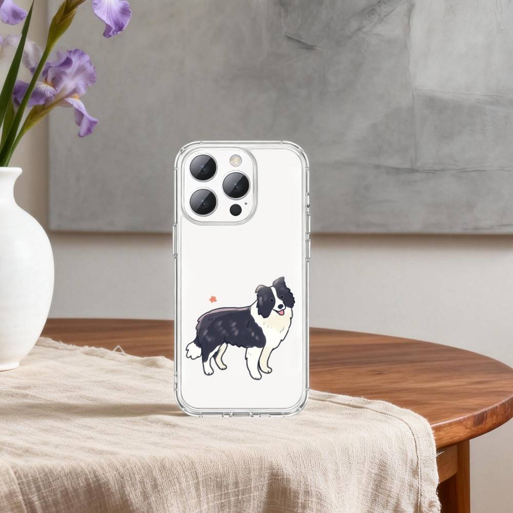 cute border collie dog Phone Case For iPhone17,16,15,14,13Pro Max,us,Soft Silicone Transparent Cover