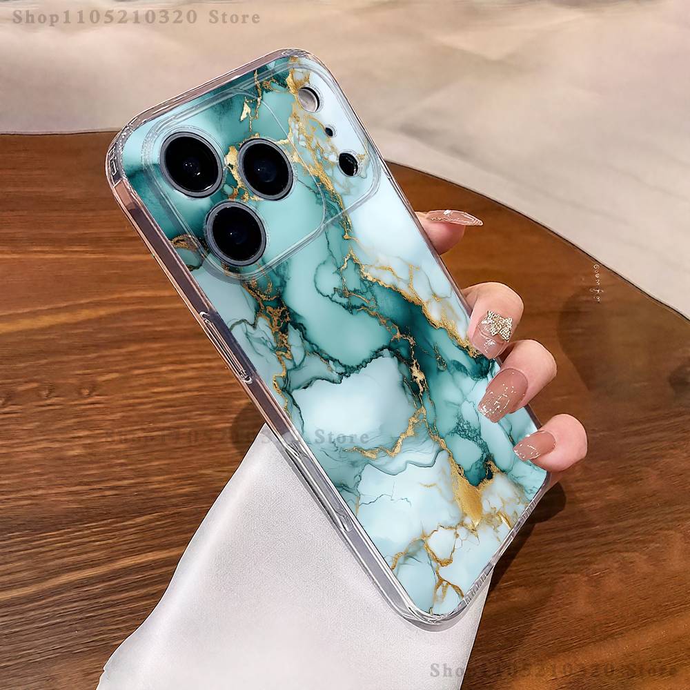 Black Gold Marble Art Phone Case iPhone17 16 15 14 13 12 11 Pro Max Plus Mini Clear Full Back Cover Silicone Soft Shell