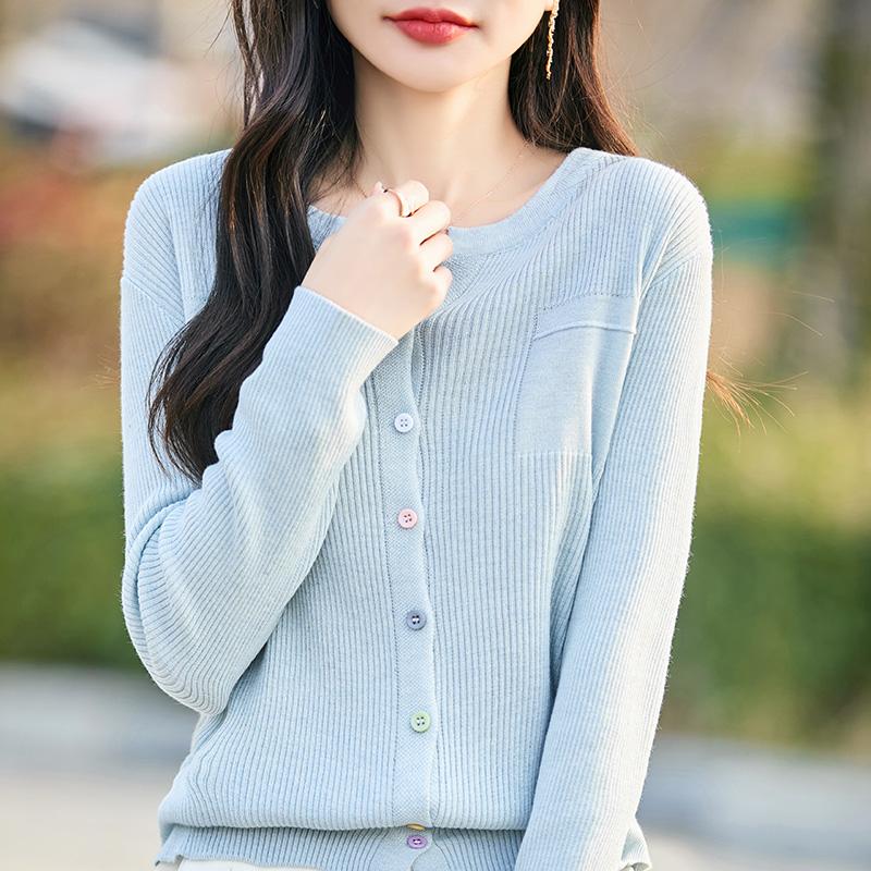 Cardigan ușor, 50% lână, 50% mătase de dud, pentru femei - tricotaje versatile pentru 4 sezoane pentru confort și stil pe tot parcursul anului