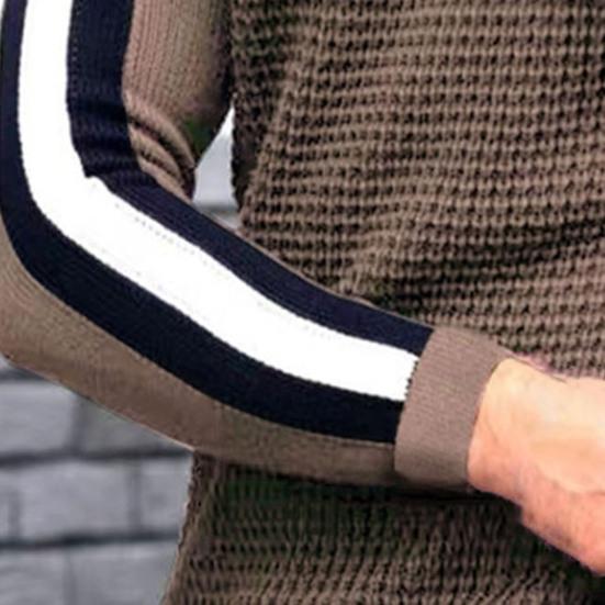 Zimní pánský svetr barevný blok kulatý výstřih dlouhý rukáv pletenina slim fit pulovr svetr pro venkovní použití