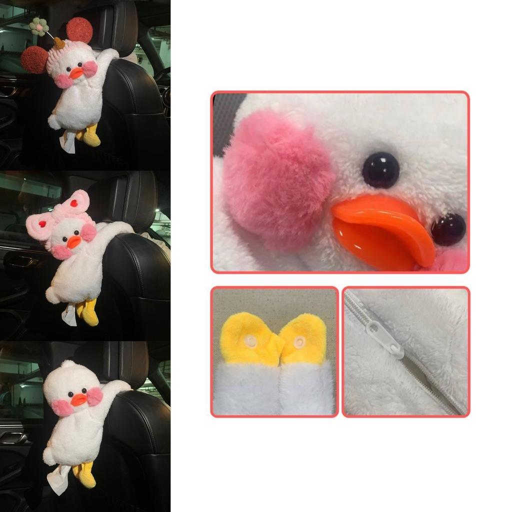 Creative And Adorable Car Paper Towel Holder Plush Material Approx. 48*19cm Green Flower Duck