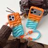 Koreanischer Stil Farbblock Falten Geeignet für iPhone 16 Pro Max Apple 17 Handyhülle 14/15 Personalisierte Lanyard Hülle