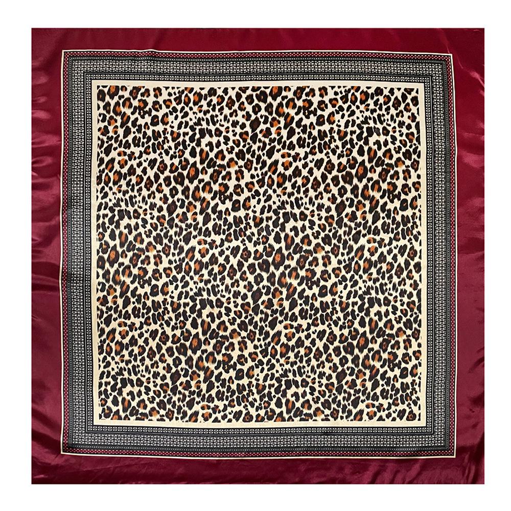 Leopard Print 90cm Silk Headscarf for Women - Versatile European & American Style with Paisley Design