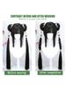 Anime-Inspired Cosplay Wig with Bangs - Heat Resistant, Straight Black & Blue Highlights, Dual Ponytails for Kawaii Look