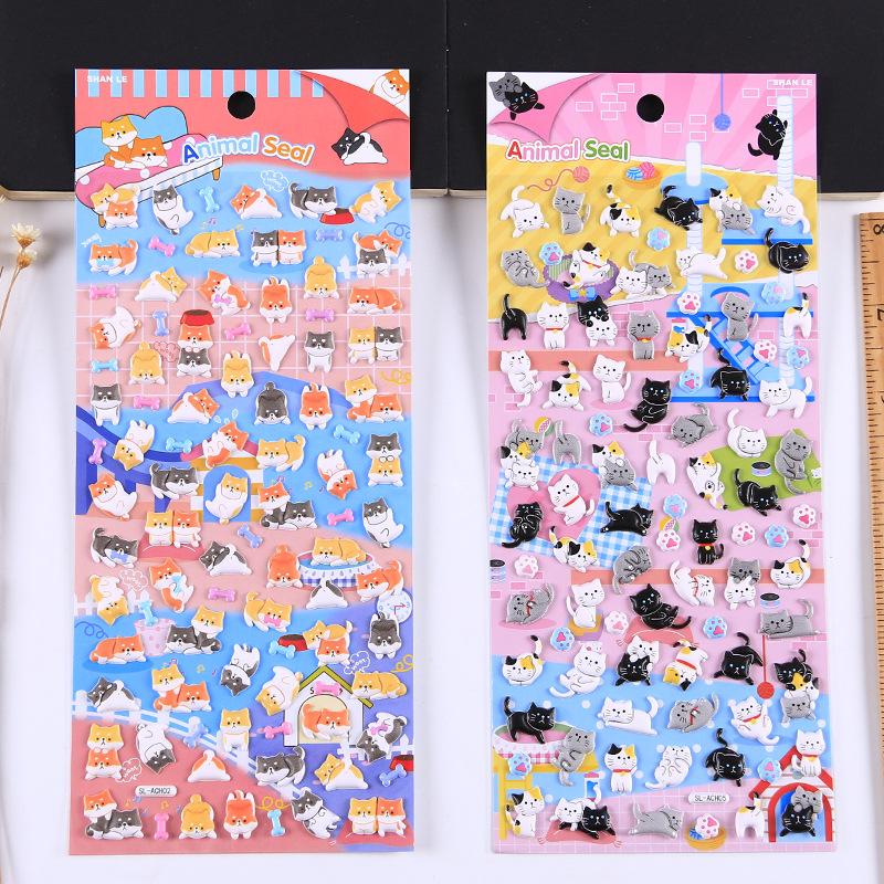 Self Adhesive 3D Mini Animal Stickers Set Kawaii Cat Panda Penguin Dog for Children Reward Craft Sticker Album Decor