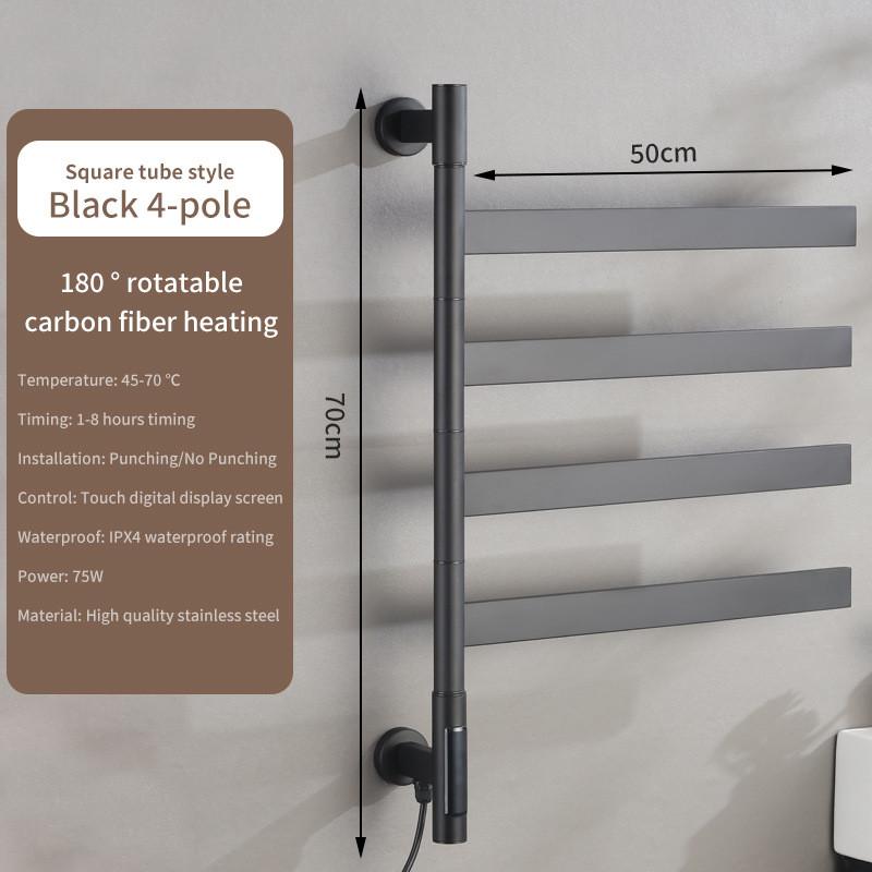 Household Bathroom Constant Temperature Heating And Drying Storage Holder Carbon Fiber Intelligent Drying Electric Towel Rack