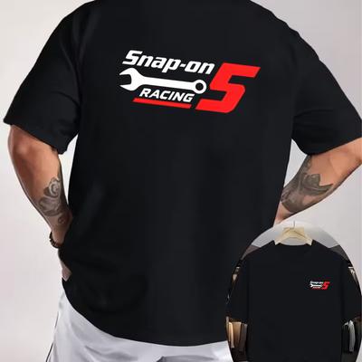 T-shirt Imprimé Double Face Motifs Boutons Pression Moto Homme Été Manches Courtes Col Rond Décontracté Streetwear Hauts Tee