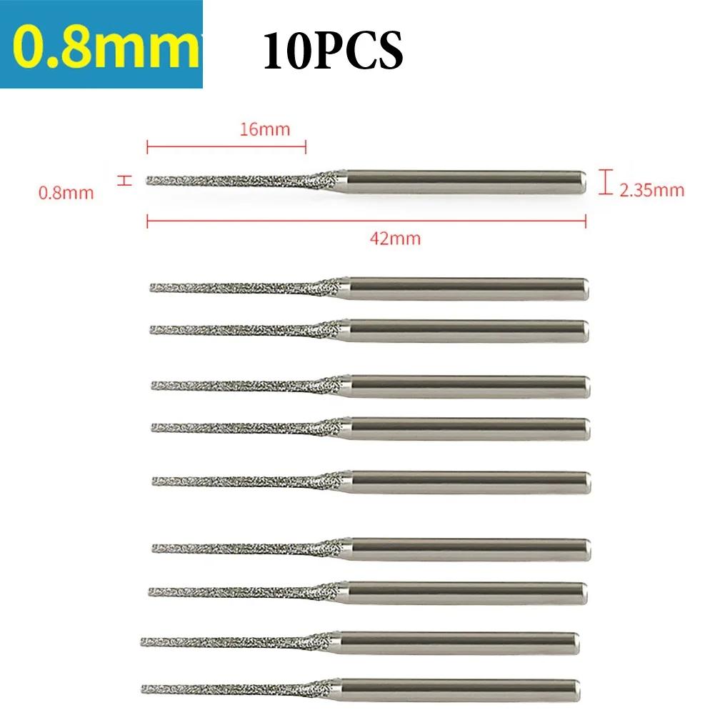 10PCS 0.8-2.5mm Emery Drill Bits 2.35mm  Diamond Sand Drilling Extended Drill Bit Hardware Power Tool Accessories