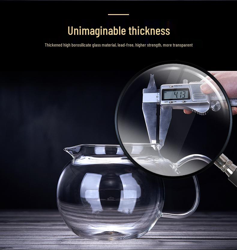 Large-Capacity Heat-Resistant Glass Teapot with Stainless Steel Filter