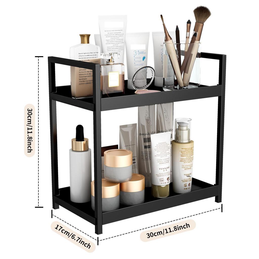Double-Layer Desktop Storage Rack for Perfume, Cosmetics, Bathroom, Dressing Table, and Kitchen Organization