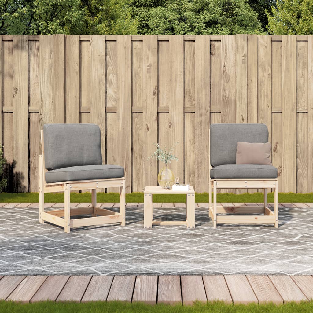 3 Piece Garden Lounge Set Solid Pine Wood