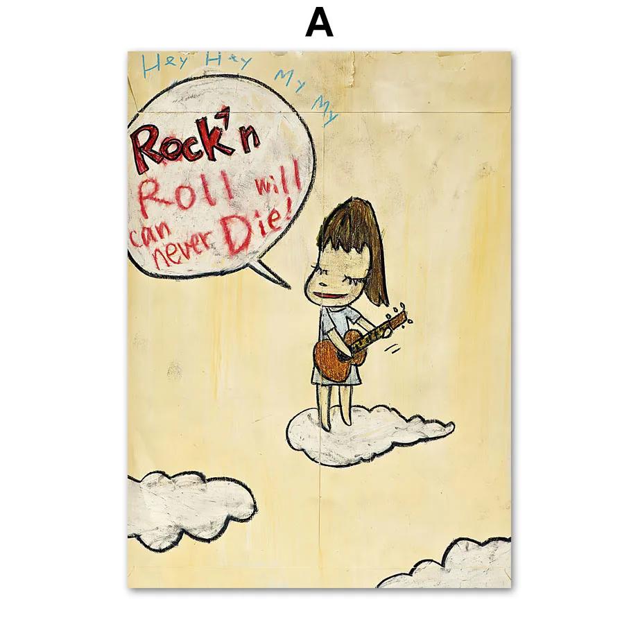 

Yoshitomo Nara Guitar Girl Vintage Doll Wall Art Canvas Painting And Nordic Posters Prints Wall Pictures For Living Room Decor 21x30cm No Framed