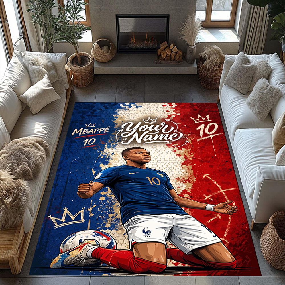 Mbappe Customized Name Floor Mat Design For Entryway Game Room Dining Room Outdoor Antislip Carpet Office Home Decor Perfect Gift For Friends Family