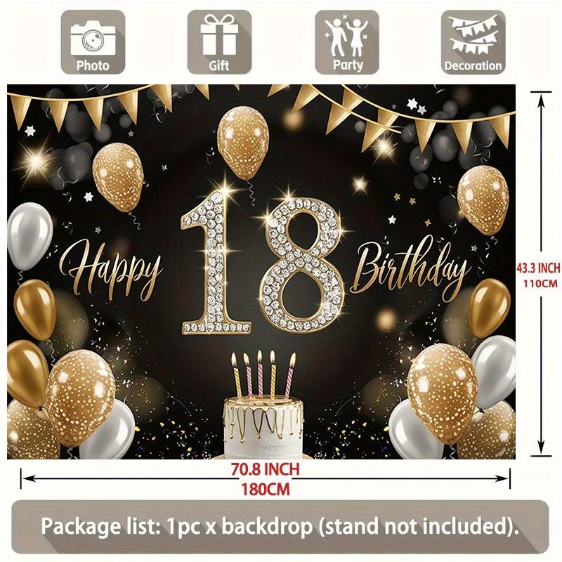 1 pair, 2D flat, 18th birthday party banner - elegant polyester background, suitable for home décor, room wall decoration, wsj