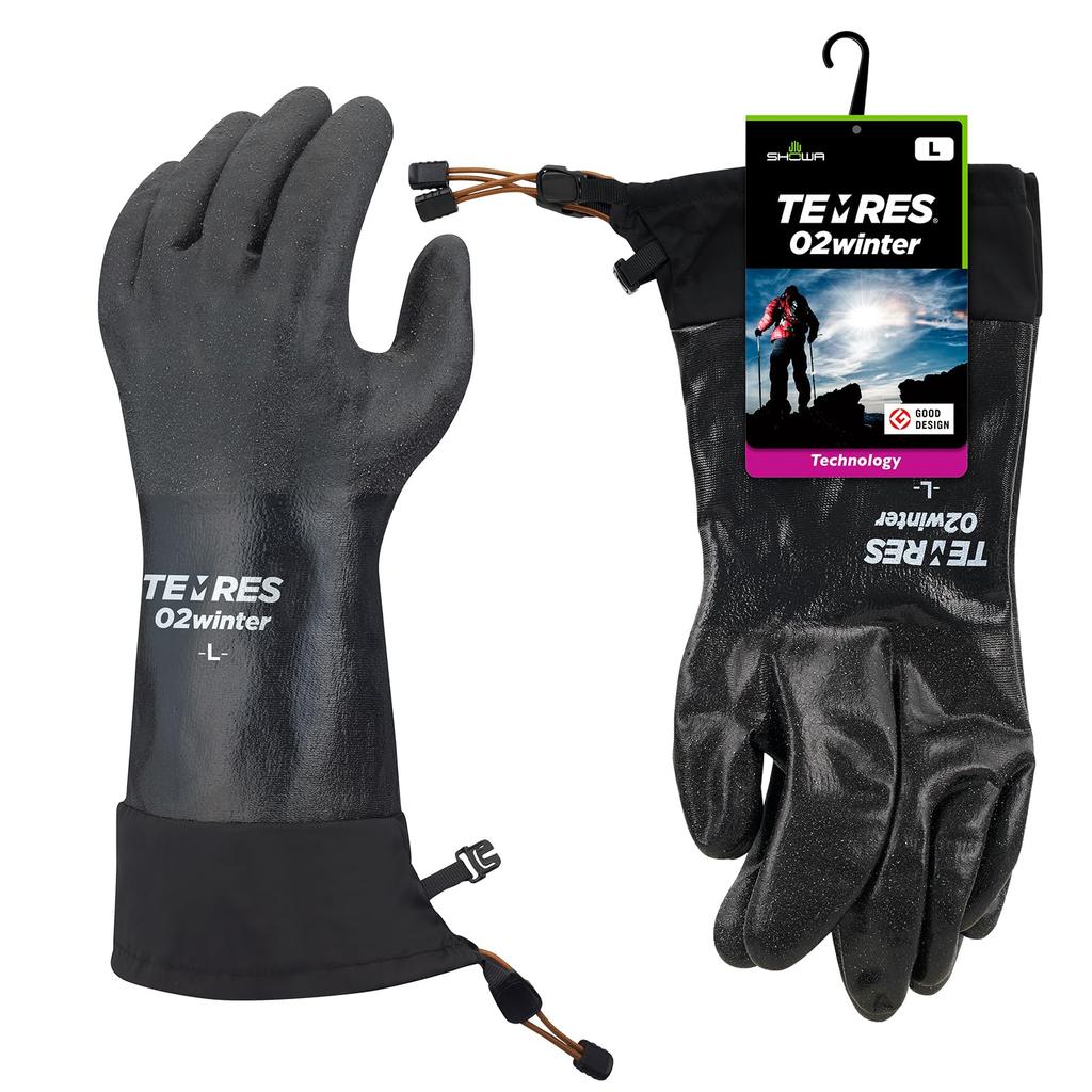 Showaglove TEMRES 02winter Waterproof Gloves Insulated and Outdoor with Cuff and (L size, Black) - Waterproof, Use, Drawstring.