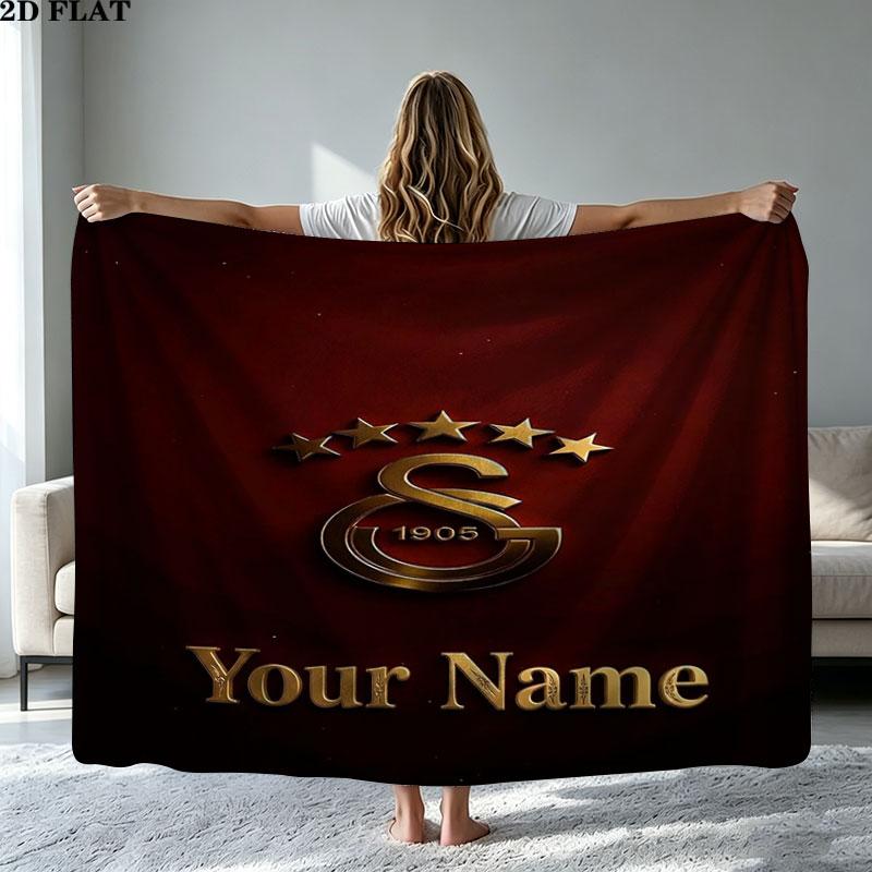 1PC Galatasaray S Custom Name Patterned Flannel Blanket Suitable For All Seasons for Home Decor Warmth and Comfort Gifts Holiday Present
