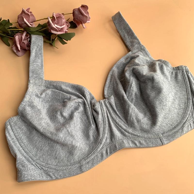 Ultra-thin Fine Cotton High-quality Wide Shoulder Straps Steel Ring Plus Size Bra European and American Printed Underwear