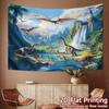 Realistic Dinosaur Tapestry, 150x100cm Prehistoric Waterfall & Mountain Wall Decor for Boys Room & Birthday Party