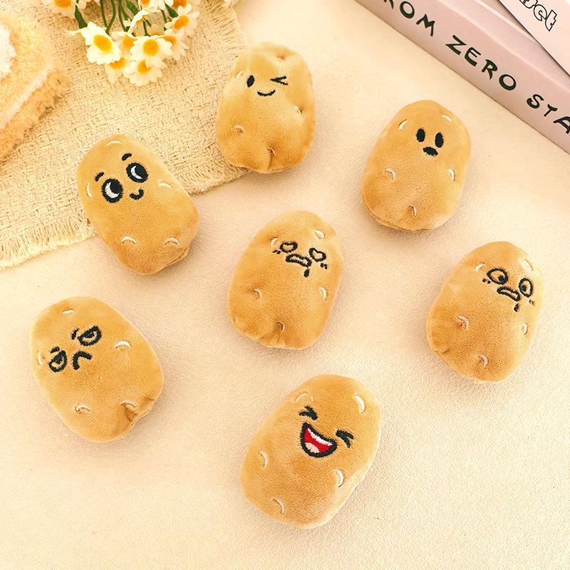 Cute Funny Potato Doll Brooch Keychain - Plush Bag Charm Pendant