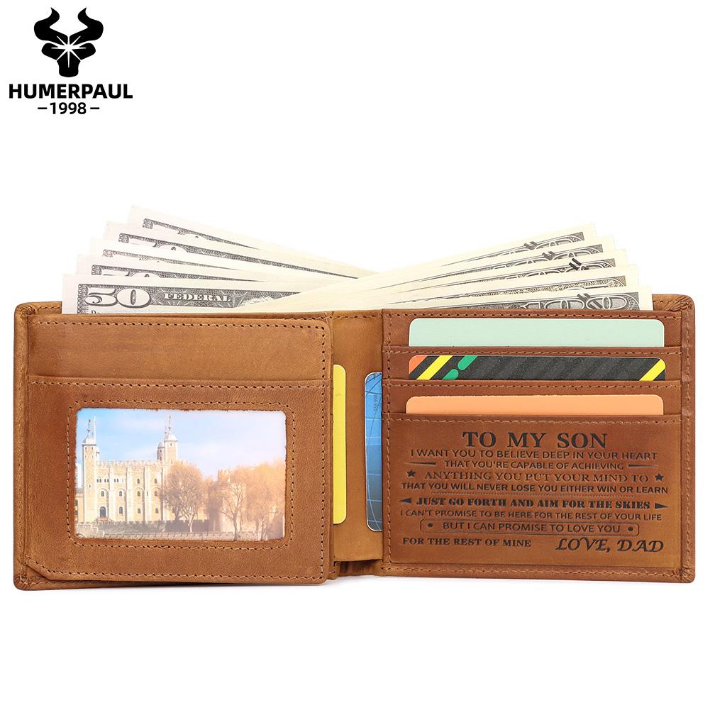 Humerpaul Men Leather Wallet Engraved with Blessings Gift Wallet for Grandson and Son
